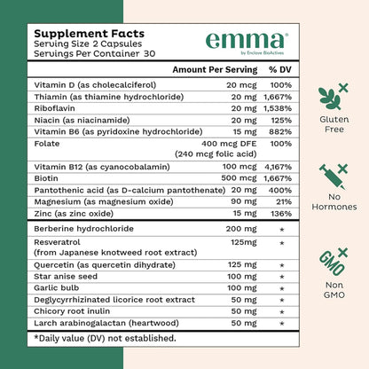 Emma Relief Gut Health Support, Digestive Comfort, Gas & Bloating, 60 Caps