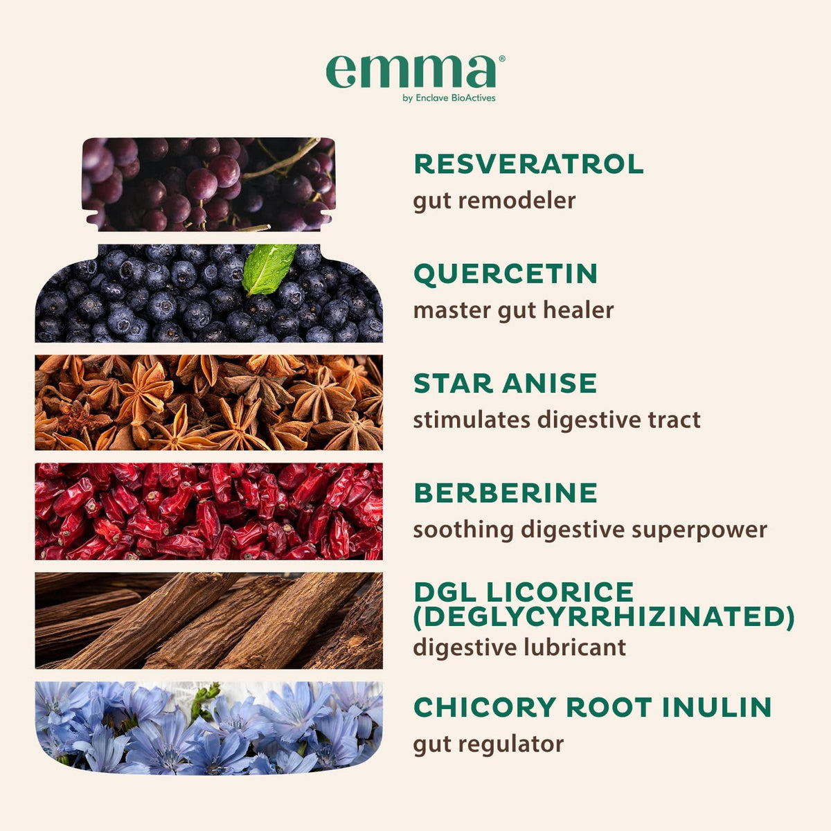 Emma Relief Gut Health Support, Digestive Comfort, Gas & Bloating, 60 Caps